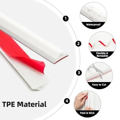 JSIWOTH 20ft (6.1m) Flexible Peel and Stick Wall Molding Trim | White TPE Self-Adhesive Decorative Border for Walls, Mirrors, Cabinets thumbnail 8