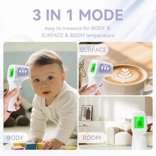 Berrcom 3-in-1 Non-Contact Infrared Forehead Thermometer, Purple | Fast Accurate Reading for All Ages thumbnail 6