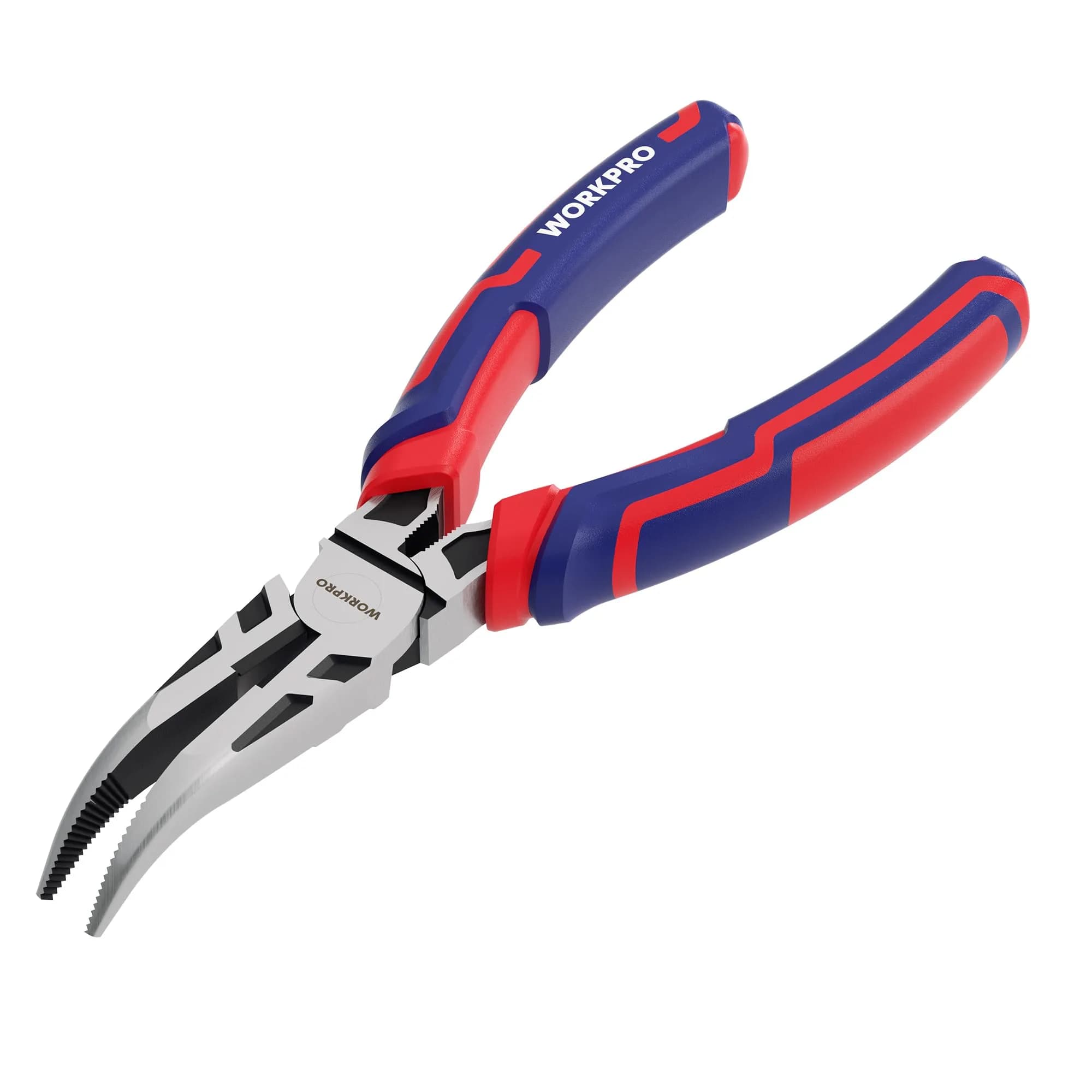 WORKPRO Premium 11” Extra Long Needle Nose Pliers | Heavy-Duty CRV Steel, Soft Grip for Precision Reach — 8" Bent