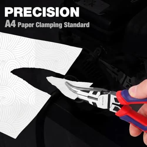 WORKPRO 8" Bent Needle Nose Pliers | Heavy-Duty CRV Steel, Soft Grip, Wire Cutter thumbnail 2