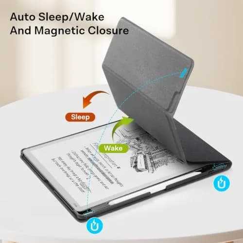 CoBak Case for 11" Kindle Scribe 3rd Gen 2025 | Auto Sleep Wake, Pen Holder, Waterproof PU Leather, Tri-Fold Viewing, Black thumbnail 6