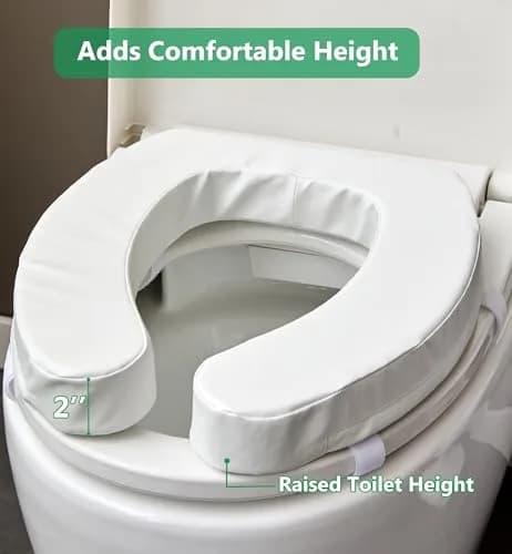 PAZ WEAN Padded Raised Toilet Seat Riser with Soft Foam Cushion for Seniors and Post-Surgery Recovery, 2 Inches Height thumbnail 2