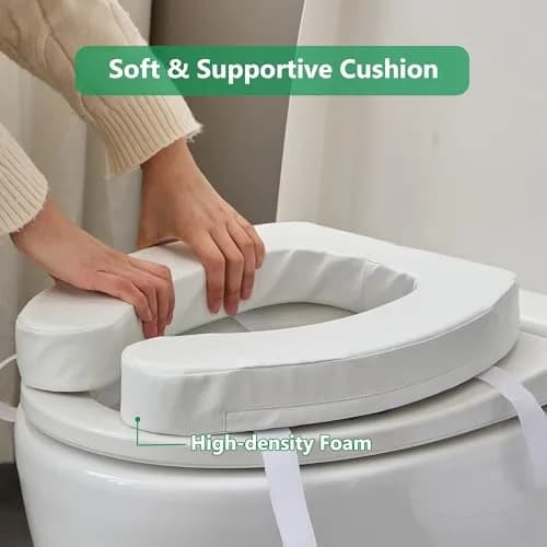 PAZ WEAN Padded Raised Toilet Seat Riser with Soft Foam Cushion for Seniors and Post-Surgery Recovery, 2 Inches Height thumbnail 3