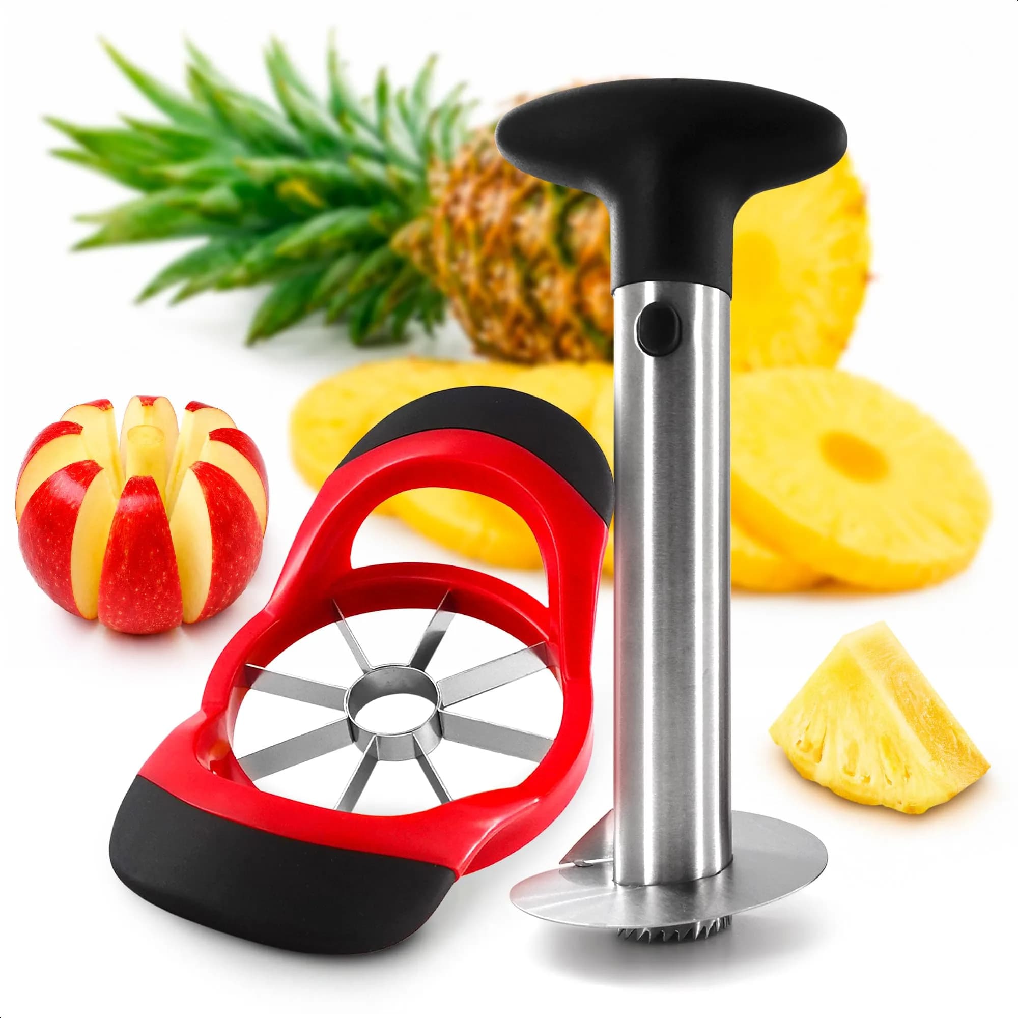 BURIUS Pineapple Corer and Slicer, Apple Cutter Stainless Steel Fruit Tool 10.2cm (4in) | Effortless Fruit Prep