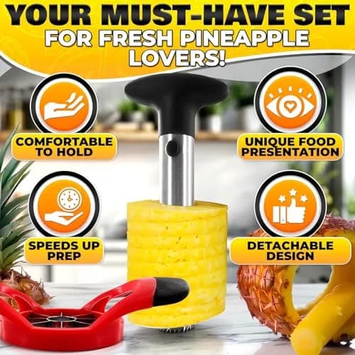 BURIUS Pineapple Corer and Slicer, Apple Cutter Stainless Steel Fruit Tool 10.2cm (4in) | Effortless Fruit Prep thumbnail 6