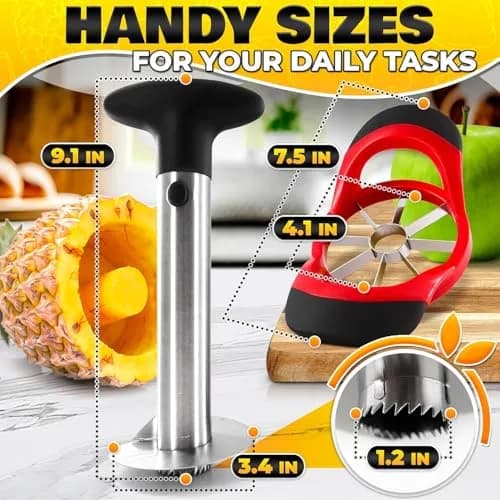 BURIUS Pineapple Corer and Slicer, Apple Cutter Stainless Steel Fruit Tool 10.2cm (4in) | Effortless Fruit Prep thumbnail 3