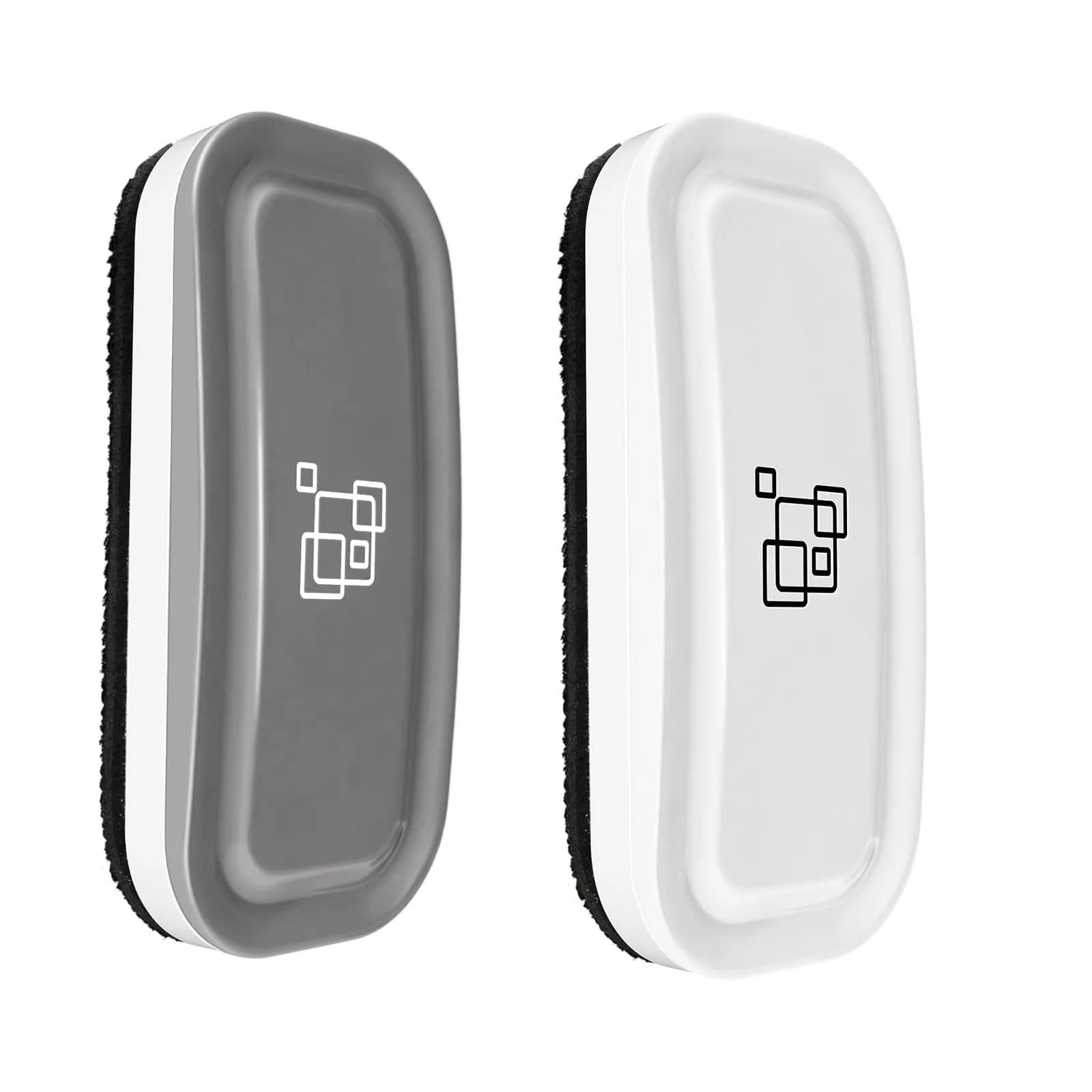 maxtek Magnetic Dry Erase Eraser 2 Pack Gray + White | Strong Magnetic Grip, Washable ABS