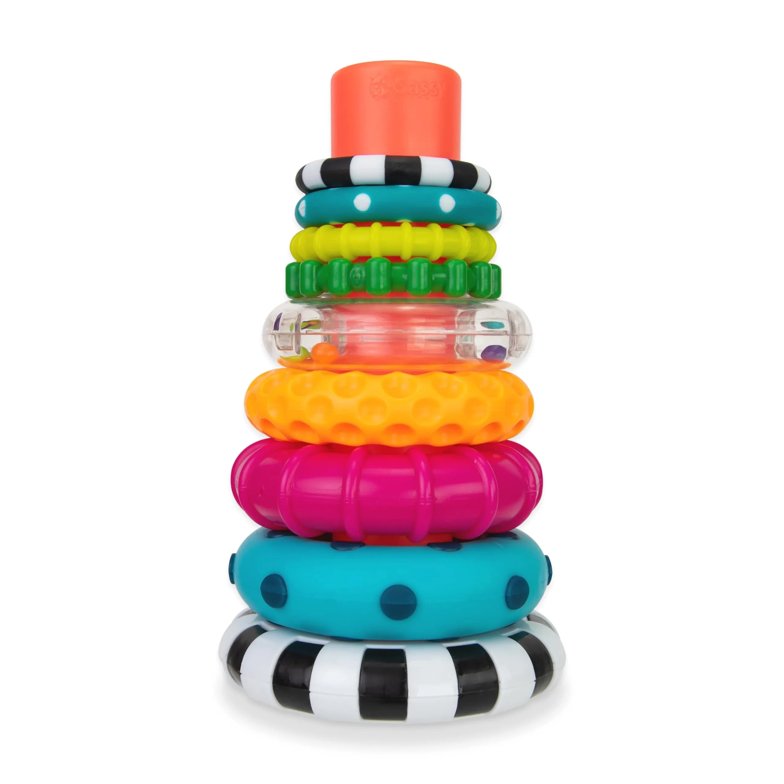 Sassy Stacks of Circles Stacking Ring STEM Learning Toy | 12-Pack, 9 Pieces Each | Age 6-24 Months