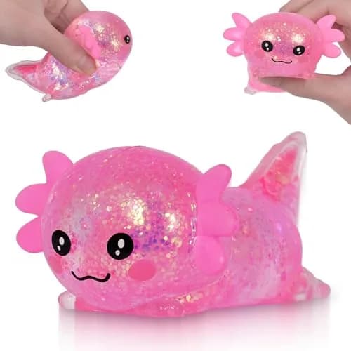Puffwize Axolotl Squishy Toy | Stress Relief Fidget Toy for Kids & Adults (Pink, 9.5×6×4cm) thumbnail 1