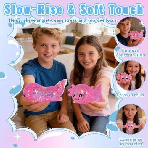 Puffwize Axolotl Squishy Toy | Stress Relief Fidget Toy for Kids & Adults (Pink, 9.5×6×4cm) thumbnail 5