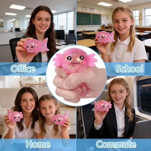 Puffwize Axolotl Squishy Toy | Stress Relief Fidget Toy for Kids & Adults (Pink, 9.5×6×4cm) thumbnail 3