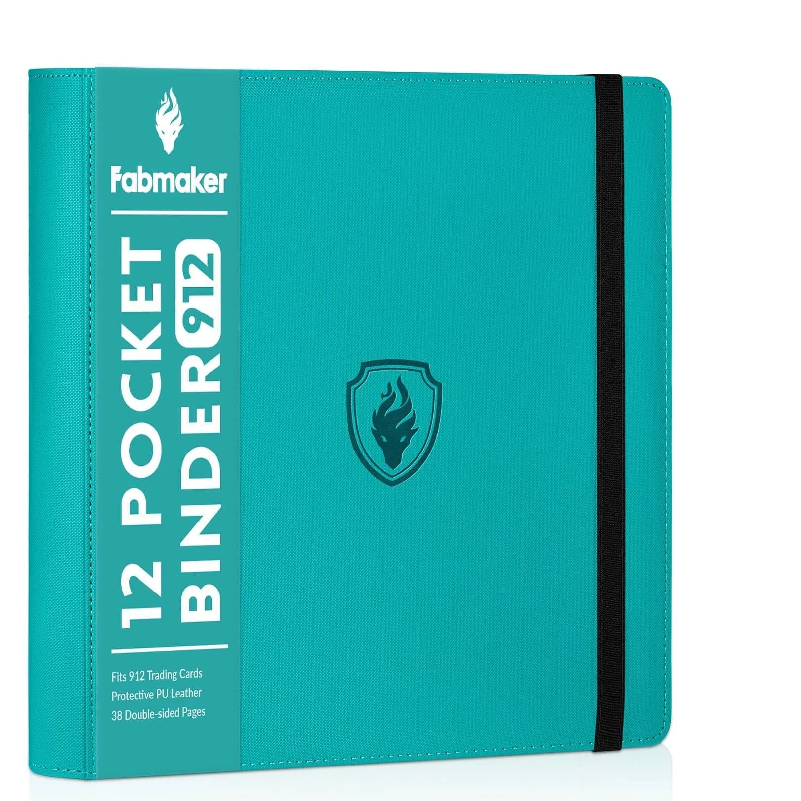 Fabmaker 12 Pocket Trading Card Binder for 576 Cards, PU Cover Card Album | Archival Safe, Water-Resistant — Teal