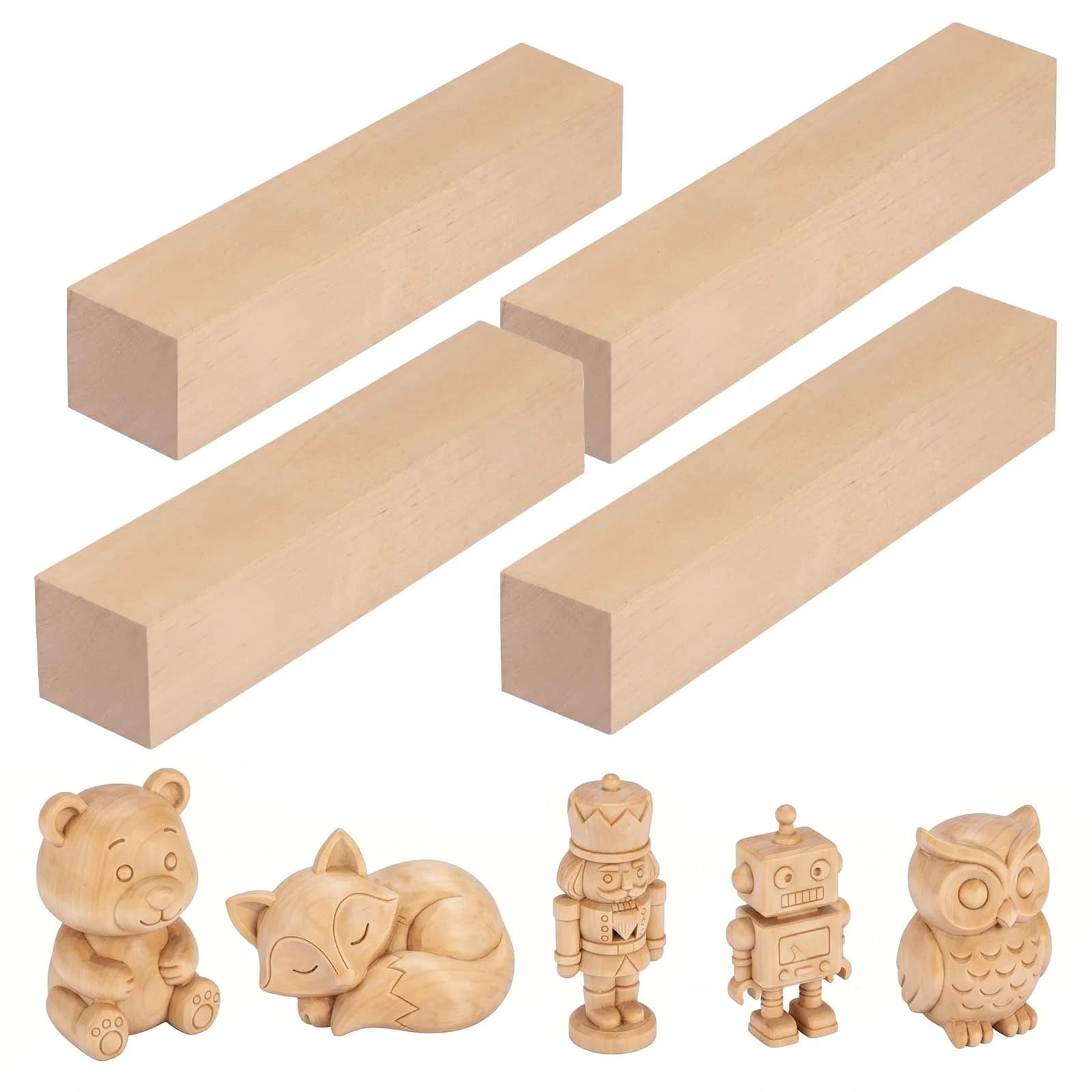 PONGJA Basswood Carving Blocks 30.48cm x 5.08cm x 5.08cm (12 x 2 x 2 inches) | Soft Wood Blanks for Whittling & Crafts — 12 x 2 x 2 Inch