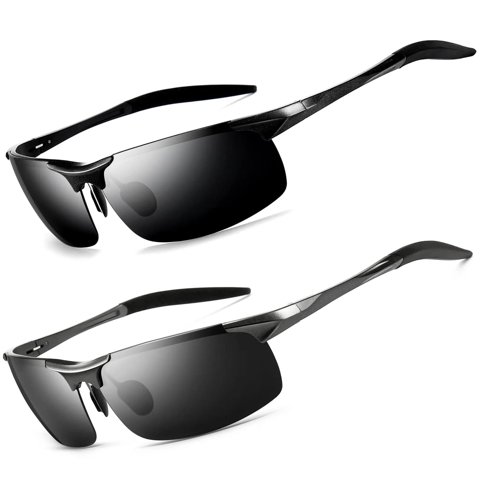 SUNGAIT Men's HD Polarized Sunglasses for Driving Cycling Running UV400 (Gunmetal/Gray & Black/Gray) | Lightweight Metal Frame - main product image