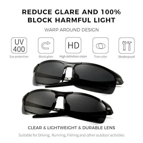 SUNGAIT Men's HD Polarized Sunglasses for Driving Cycling Running UV400 (Gunmetal/Gray & Black/Gray) | Lightweight Metal Frame thumbnail 2