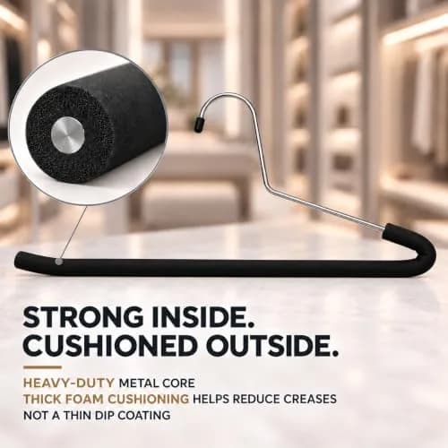 Huji Reversed Hook Heavy Duty Metal Pants Hangers 15.5" | Extra Long, Non-Slip, Wrinkle-Free (Reversed Hook, Set of 10) thumbnail 5