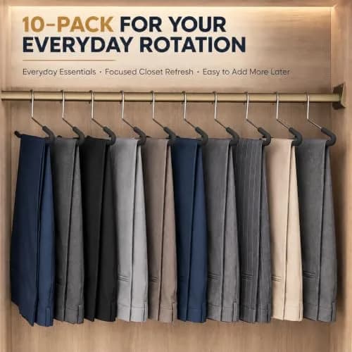 Huji Reversed Hook Heavy Duty Metal Pants Hangers 15.5" | Extra Long, Non-Slip, Wrinkle-Free (Reversed Hook, Set of 10) thumbnail 2