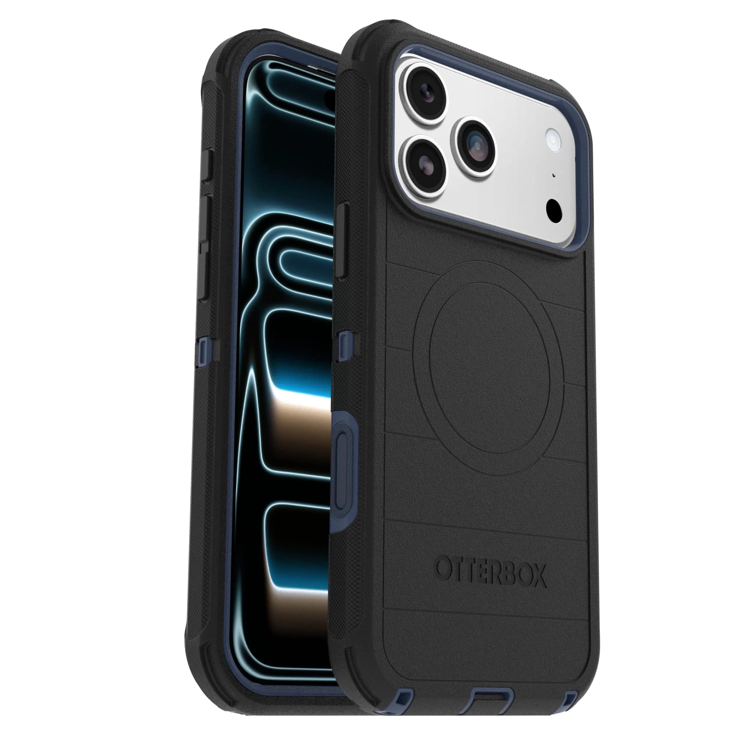 OtterBox Defender Series Case for iPhone 17 Pro Max - Rugged & Durable, Black Shadow (Black & Blue) | MagSafe Compatible