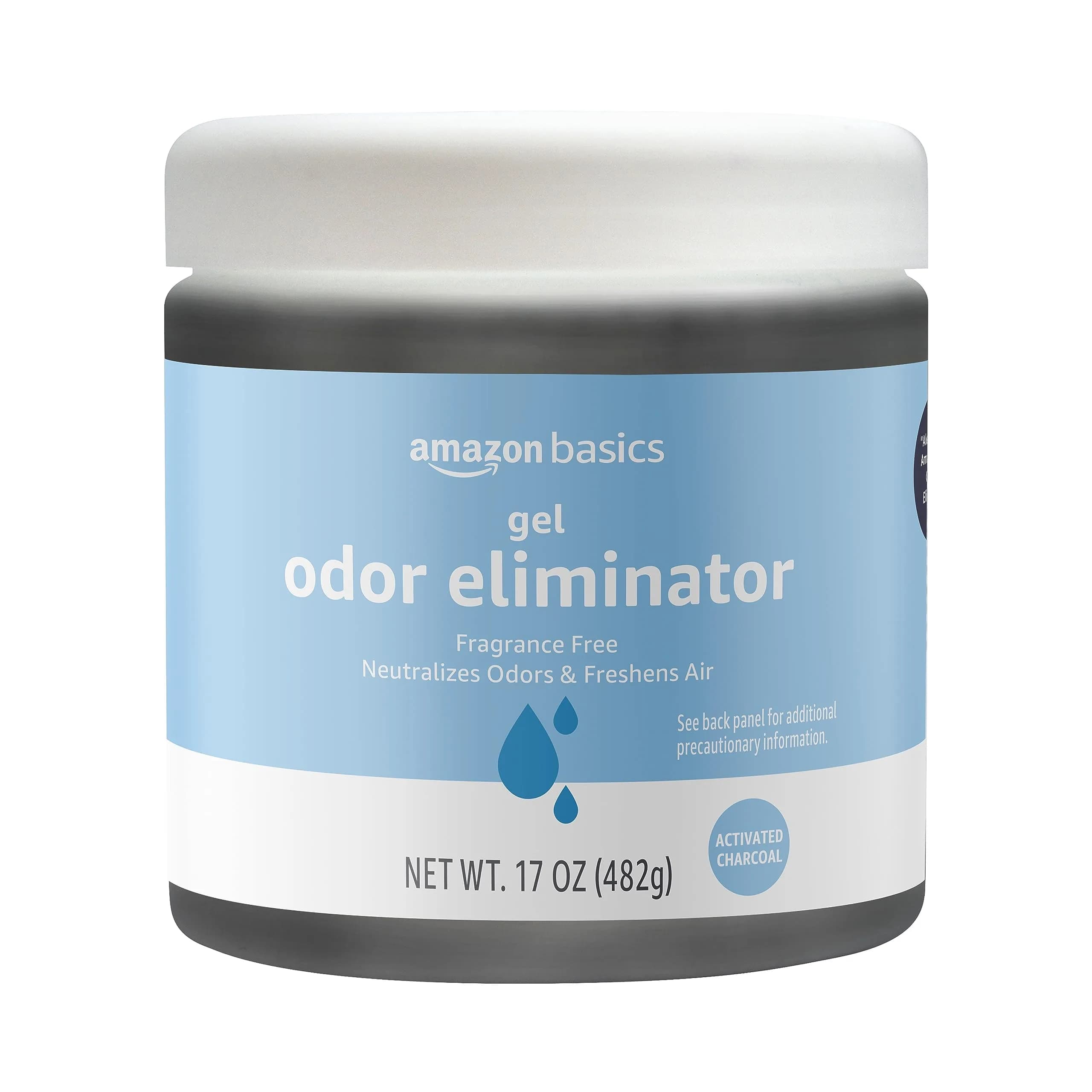 Amazon Basics Gel Odor Eliminator, Activated Charcoal, Fragrance Free, 17 Oz (482 g) Pack of 6 | Odor Absorbing for Home & Closets - main product image
