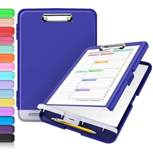Sooez Clipboard with Storage 35.6 cm (14.5 in) | Classic Navy Plastic Organizer Case with Pen Holder & Low-Profile Clip thumbnail 1