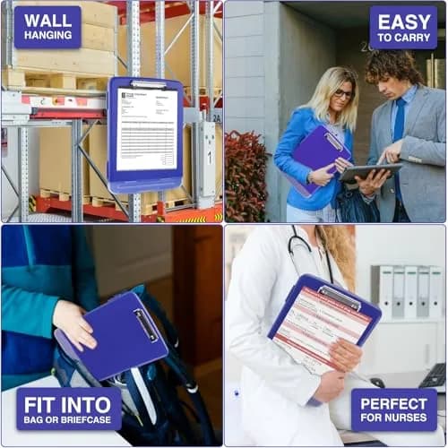 Sooez Clipboard with Storage 35.6 cm (14.5 in) | Classic Navy Plastic Organizer Case with Pen Holder & Low-Profile Clip thumbnail 7