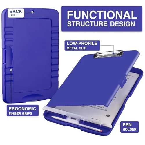 Sooez Clipboard with Storage 35.6 cm (14.5 in) | Classic Navy Plastic Organizer Case with Pen Holder & Low-Profile Clip thumbnail 2