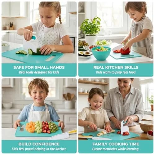 Tovla Jr. Kids Safe Knife Set for Real Cooking | Toddler Tools | Ages 4-12 | 5-Piece Set thumbnail 4