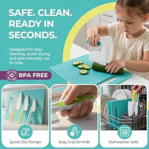 Tovla Jr. Kids Safe Knife Set for Real Cooking | Toddler Tools | Ages 4-12 | 5-Piece Set thumbnail 5