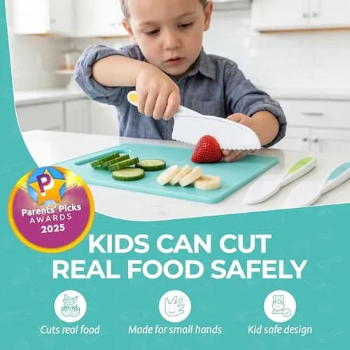 Tovla Jr. Kids Safe Knife Set for Real Cooking | Toddler Tools | Ages 4-12 | 5-Piece Set thumbnail 2