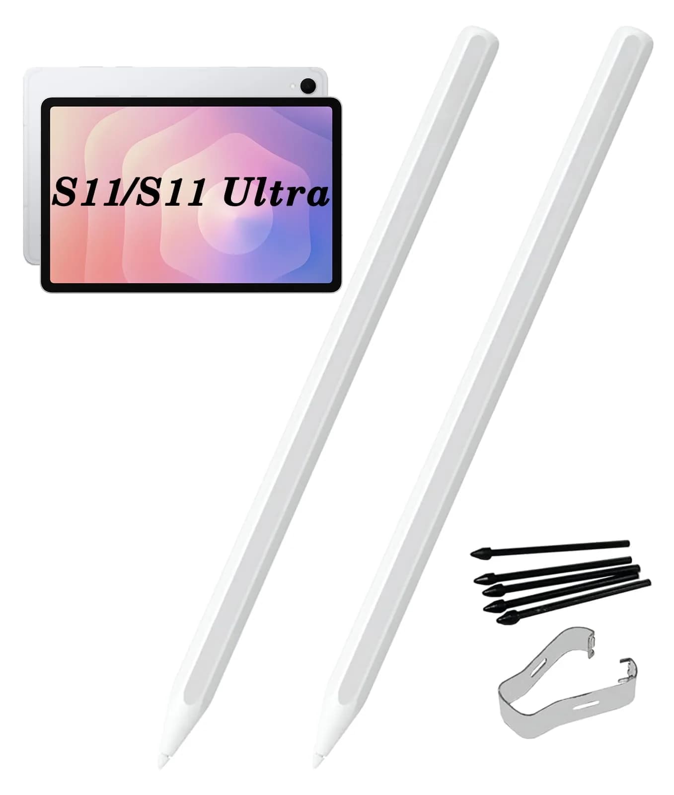 Alovexiong Stylus Pen Replacement for Samsung Galaxy Tab S11 Ultra S Pen with 5 Tips | 4096 Pressure Levels — 2Pcs Pens