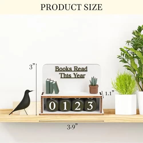 DINIZON Books Read This Year Counter, Wooden Book Reading Tracker 16.5cm (6.5" L x 4.6" W) | Track Your Reading Journey thumbnail 4