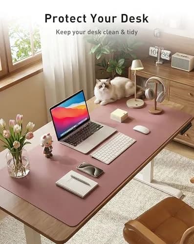 Aothia Faux Leather Desk Mat - Large Mouse Pad 163cm x 43cm (63" x 17") | Smooth Writing Surface for Office & Home thumbnail 3