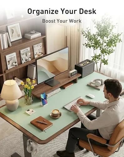 Aothia Faux Leather Desk Mat - Large Mouse Pad, Non-Slip PU Leather Blotter 102cm x 61cm (40" x 24") | Protects Desks from Scratches, Stains, and Spills thumbnail 3