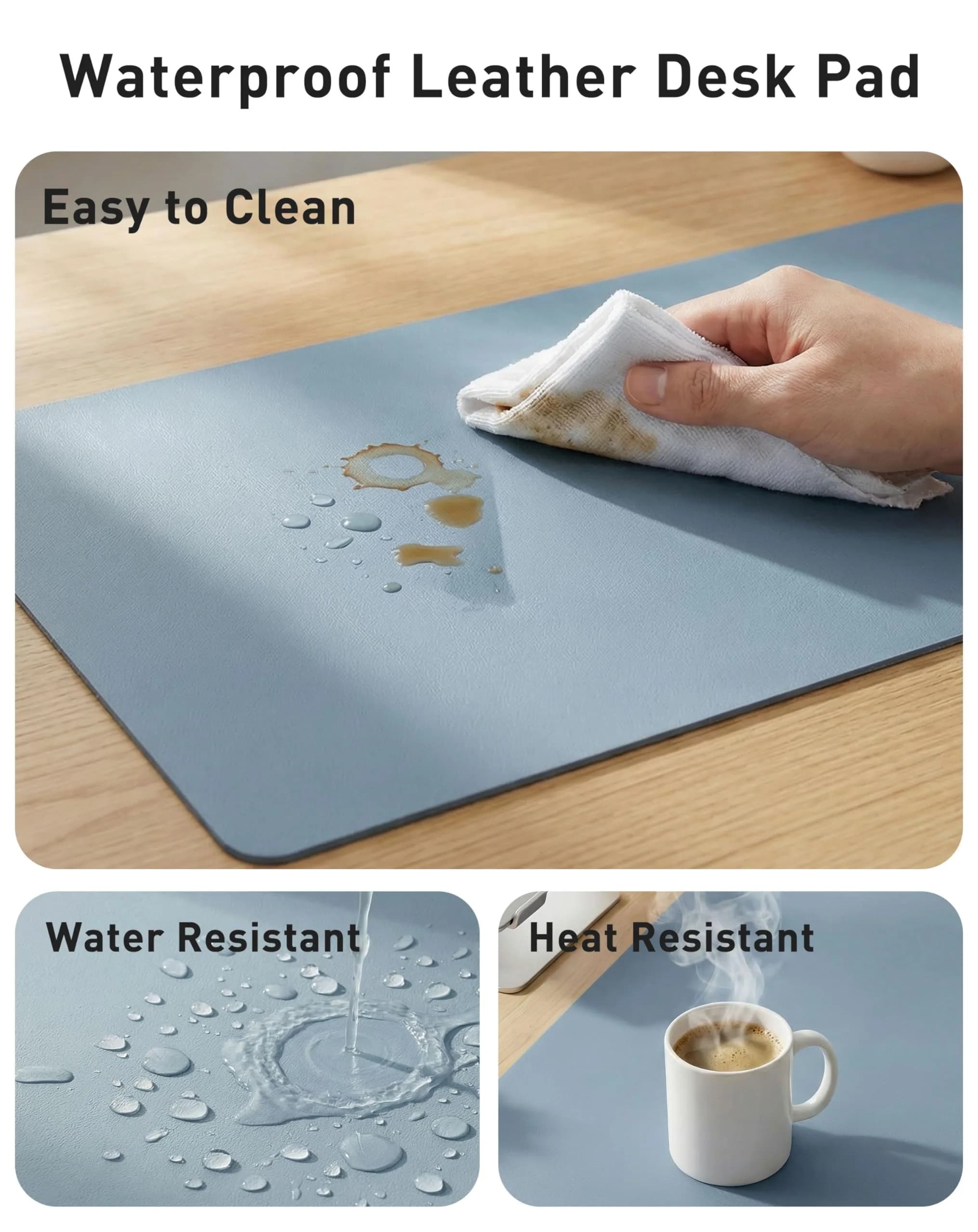 Aothia Faux Leather Desk Mat Large Mouse Pad 40" x 24" | Protects Your Desk with Waterproof PU Leather thumbnail 7