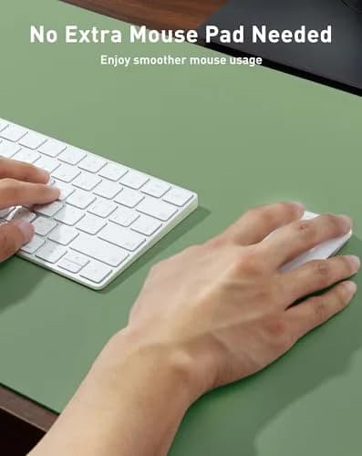 Aothia Faux Leather Desk Mat - Large Mouse Pad, Non-Slip PU Leather Blotter, Waterproof Writing Surface (Olive Green, 101.6cm x 61cm) thumbnail 4