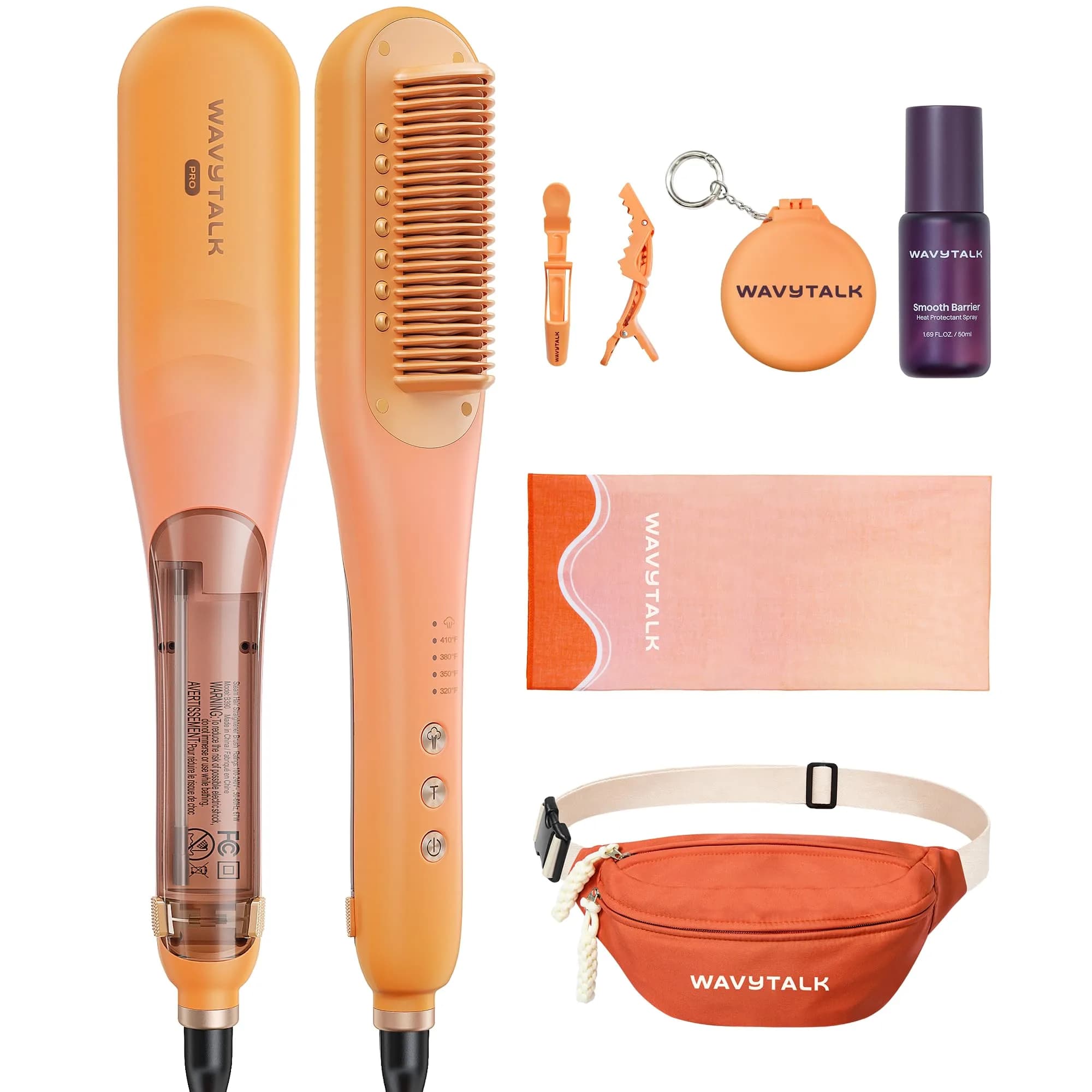 Wavytalk Spotlight Sleek Steamline Pro Steam Hair Straightener Brush 38cm (15 Inch) | Hydrates Hair, Reduces Frizz, Speeds Styling
