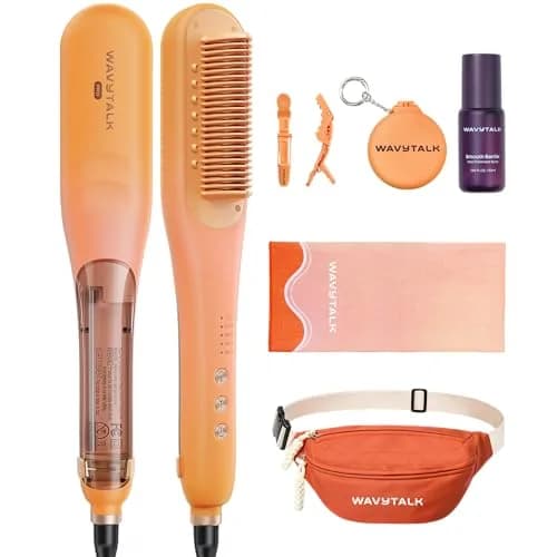 Wavytalk Spotlight Sleek Steamline Pro Steam Hair Straightener Brush 38cm (15 Inch) | Hydrates Hair, Reduces Frizz, Speeds Styling thumbnail 1