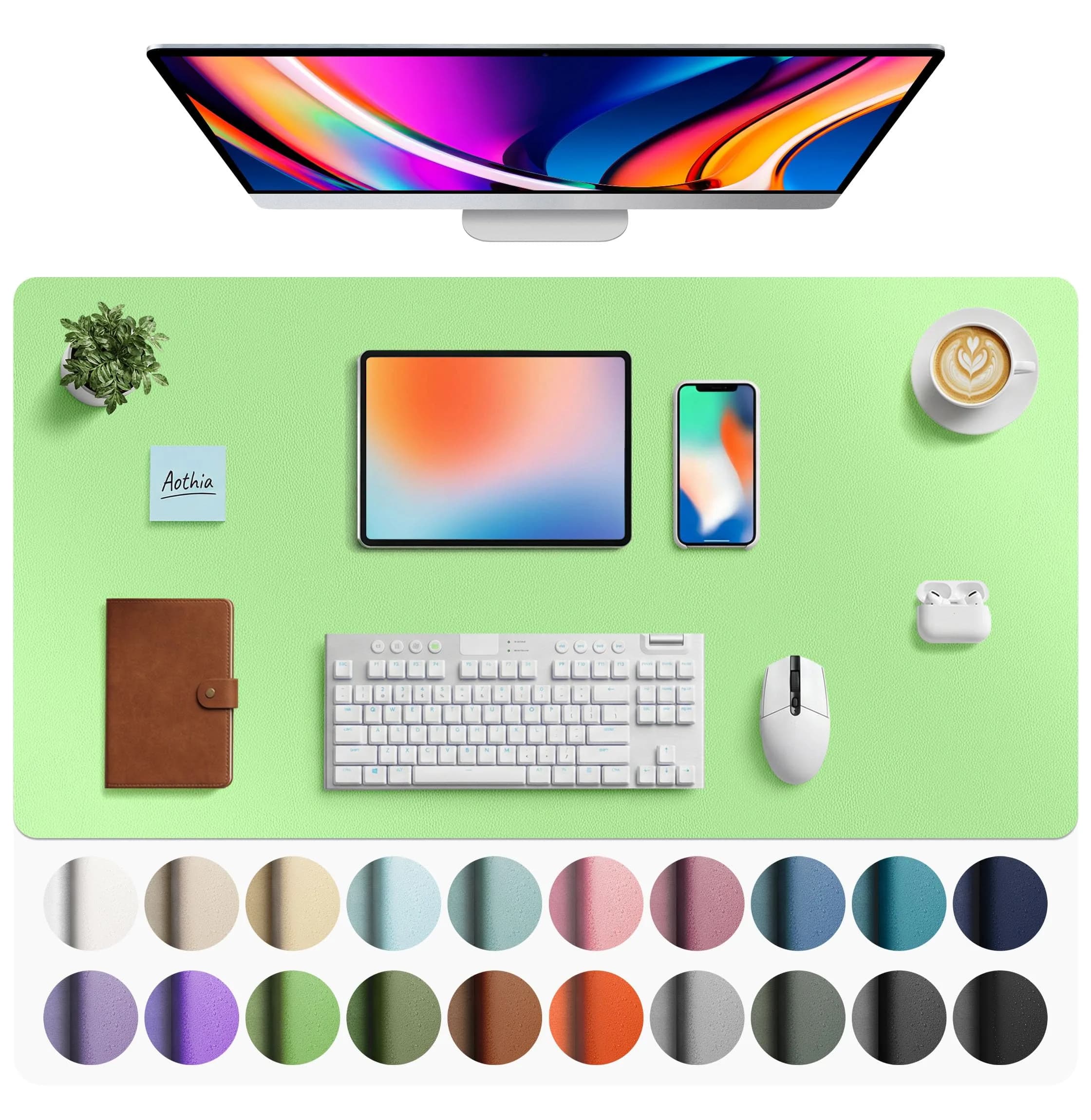 Aothia Faux Leather Desk Mat - Large Mouse Pad, Non-Slip PU Leather Blotter 101.6cm x 61cm (40" x 24") | Protects Desks, Enhances Workspace