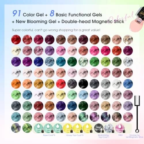 ROSALIND Gel Nail Polish Set 101PCS | 91 Colors, Long-Lasting, Easy Application, Safe Ingredients, Gift Ready thumbnail 2