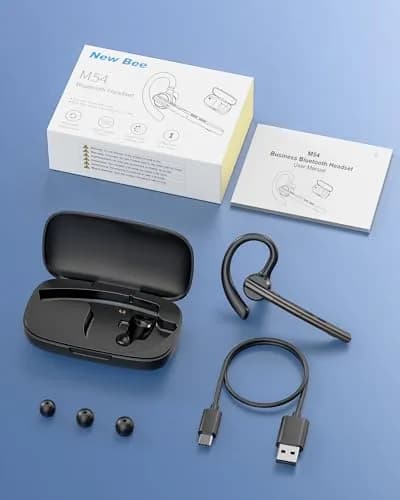 New Bee Bluetooth Headset V5.1 with Dual Mic & 72H Talk Time | 500mAh Charging Case, Qualcomm QCC3020 Chip, 15m Range thumbnail 8