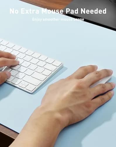 Aothia Faux Leather Desk Mat - Large Mouse Pad, Non-Slip PU Leather Blotter, Waterproof Writing Surface for Office and Home (Baby Blue, 101.6cm x 61cm) thumbnail 4