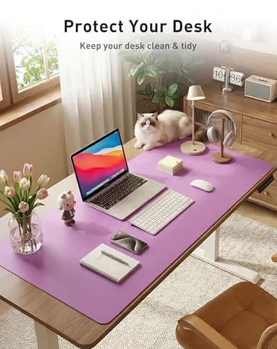 Aothia Faux Leather Desk Mat - Large Mouse Pad, Non-Slip PU Leather Blotter, Waterproof Writing Surface (Iris Violet, 102cm x 61cm) thumbnail 8
