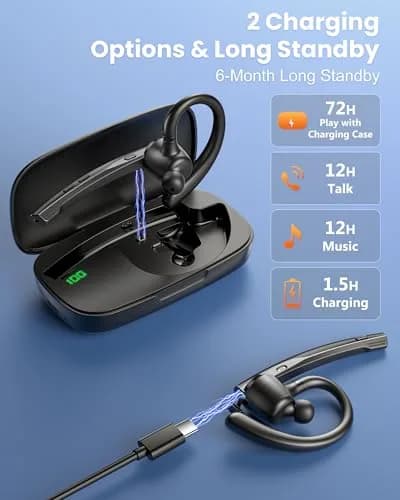 New Bee M54 Bluetooth Headset V5.1 72H Talk Time Dual Mic with 500mAh Charging Case | Wireless Hands-Free Earpiece for Business Calls thumbnail 5