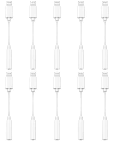 DESOFICON Apple MFi Certified Lightning to 3.5mm Headphone Jack Adapter 10-Pack White thumbnail 1