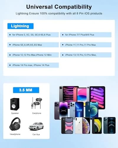 DESOFICON Apple MFi Certified Lightning to 3.5mm Headphone Jack Adapter 10-Pack White thumbnail 3
