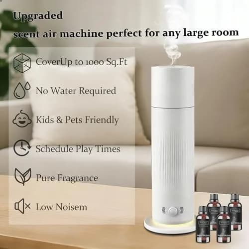 BAIESHIJI Waterless Essential Oil Diffuser 4x30ml | Large 1000 sq.ft Coverage, Hotel-Inspired Fragrance, Quiet & Pet Safe thumbnail 2