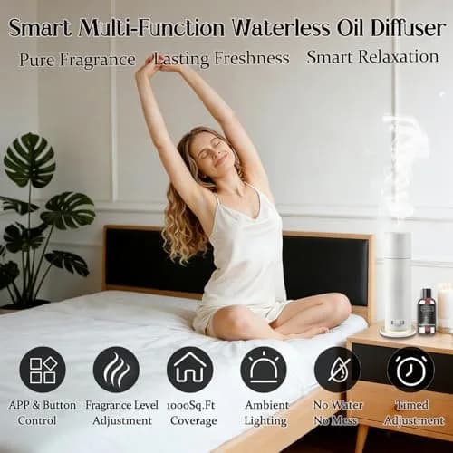 BAIESHIJI Waterless Essential Oil Diffuser 4x30ml | Large 1000 sq.ft Coverage, Hotel-Inspired Fragrance, Quiet & Pet Safe thumbnail 3