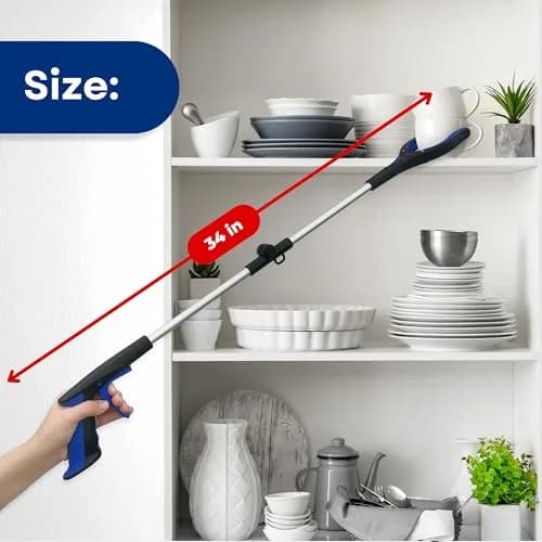 RMS 2 Pack 34 Inch Extra Long Reacher Grabber with Rotating Jaw | Mobility Aid for Seniors and Disabled thumbnail 7