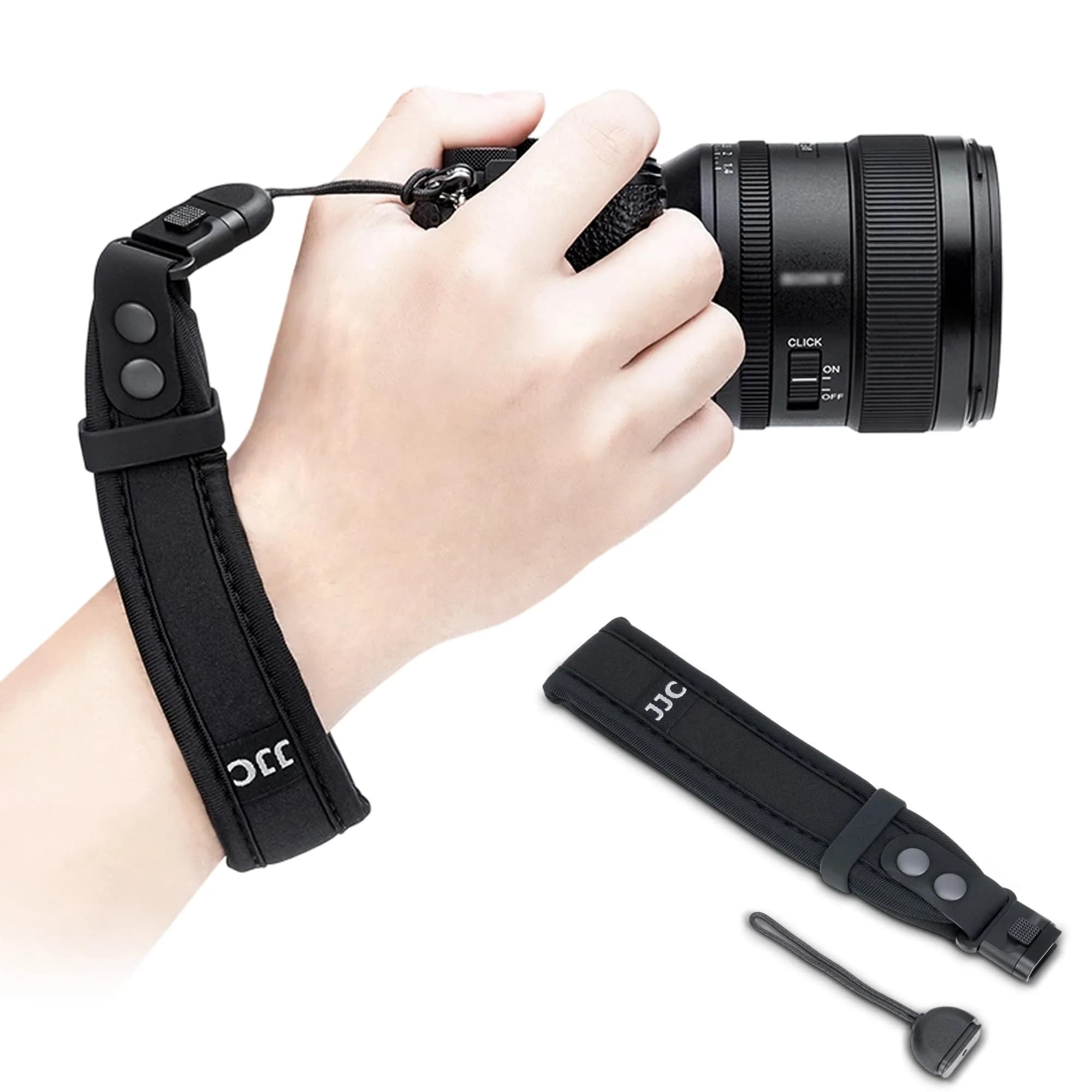 Kiorafoto Upgraded Quick Release Soft Neoprene Camera Hand Strap with Adjustable Silicone Ring | Black