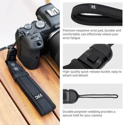 Kiorafoto Upgraded Quick Release Soft Neoprene Camera Hand Strap with Adjustable Silicone Ring | Black thumbnail 6